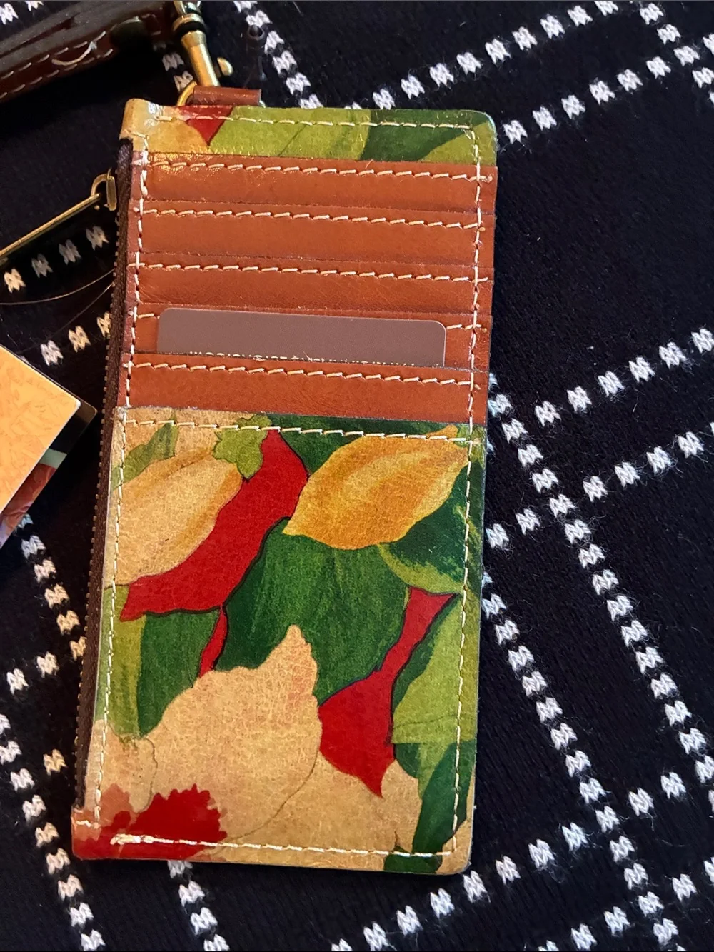 Patricia Nash NWT Almeria Spring Lily Floral Leather Wristlet Card ID Case